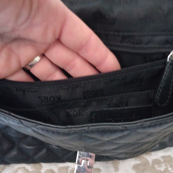 Michael Kors Black Leather Quilted Satchel Very Rare Iconic Bag - Picture 6 of 10